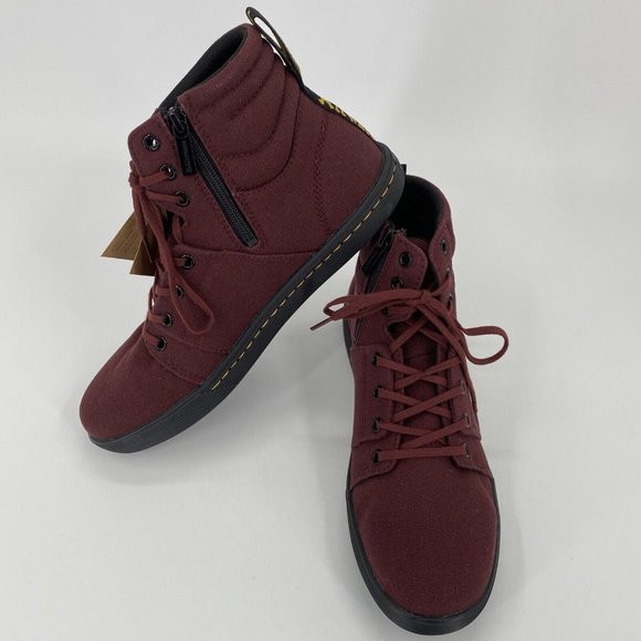 Dr Martens Women's Boots Rozarya II Oxblood Canvas Shoes Size US 10 EU 42 NEW - Picture 2 of 12